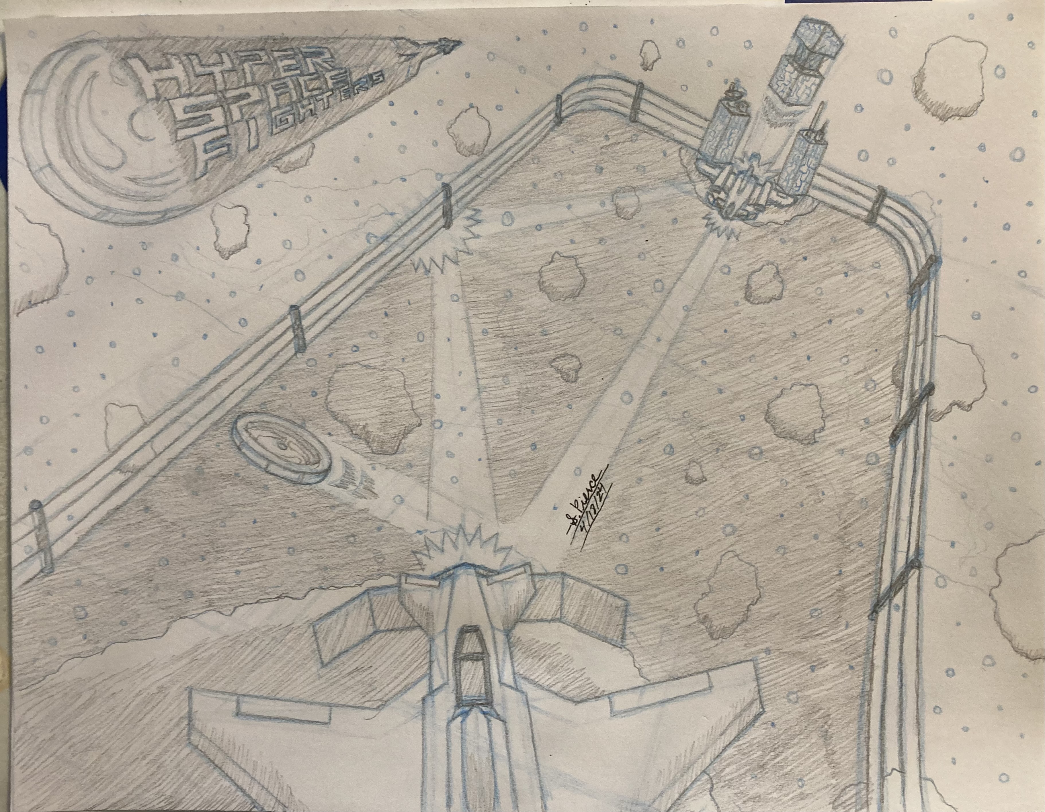 Hyper Space Fighters Toy Game Concept Sketch